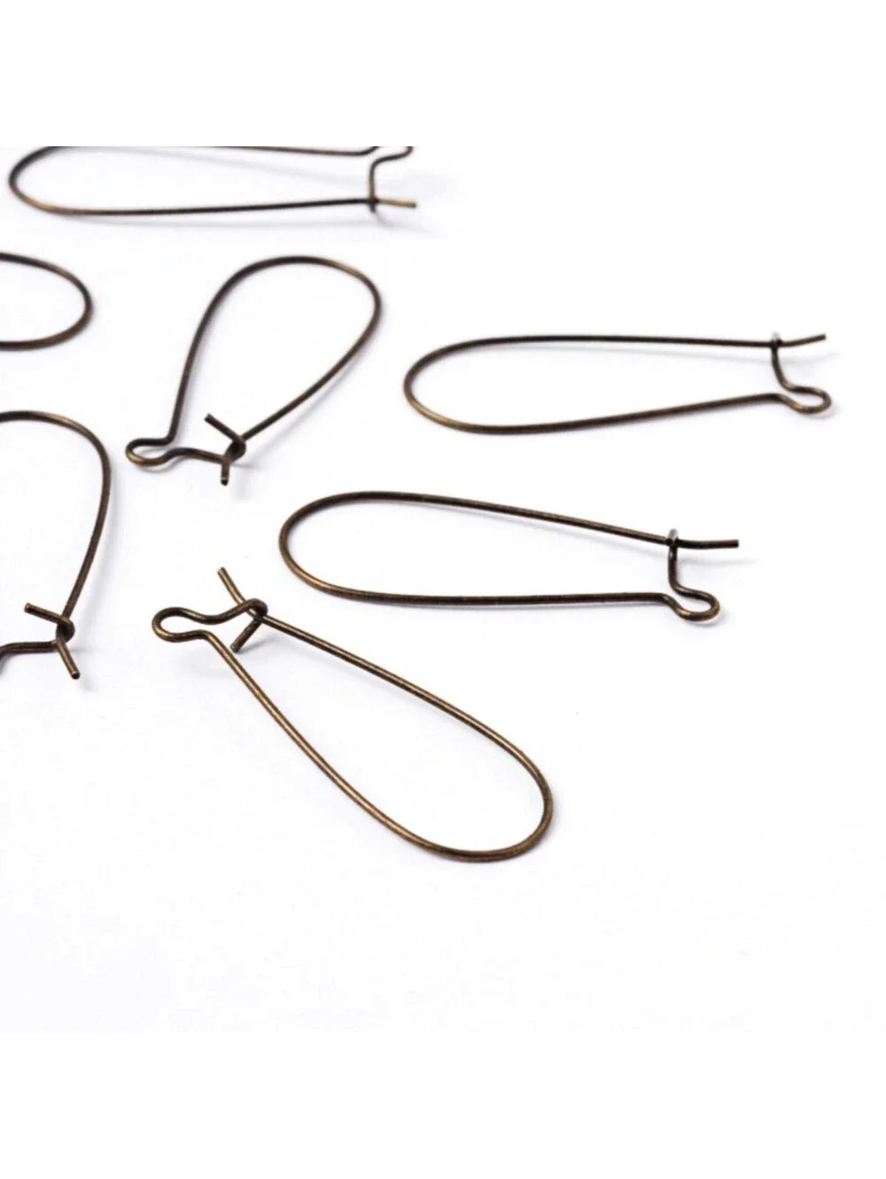 Antique Brass Bronze Kidney Earwires Earring Findings 33mm Long Steampunk 10 pcs